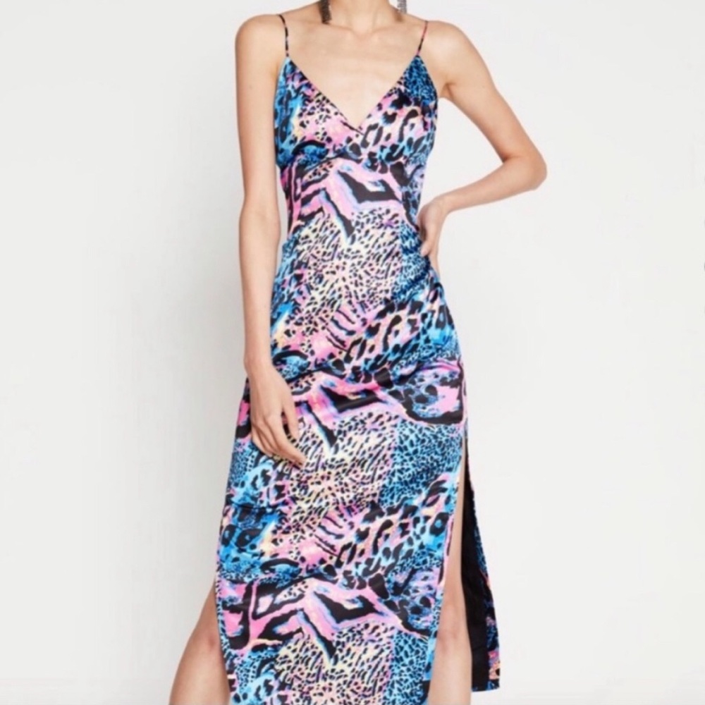 WNTRMSE Sharah Animal Print Baddie Instabaddie Aesthetic Slip Midi Dress